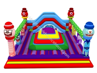 Square Shape Inflatable Sports Games Monsters Themed Soft Air Mountain With Big Slide Inside